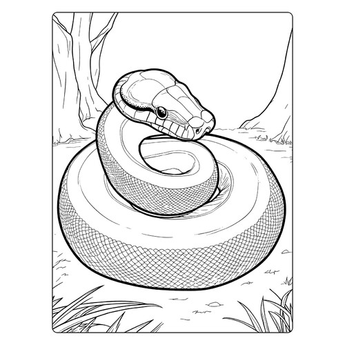 Snake in Its Thoughts Coloring Page free printable Snake Coloring Pages coloring page