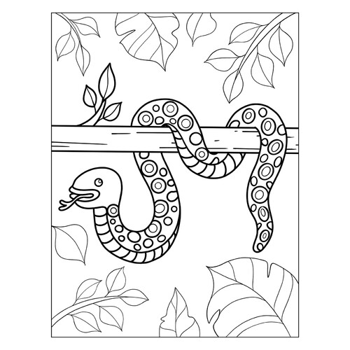 Snake Climbing a Tree Coloring Page free printable Snake Coloring Pages coloring page