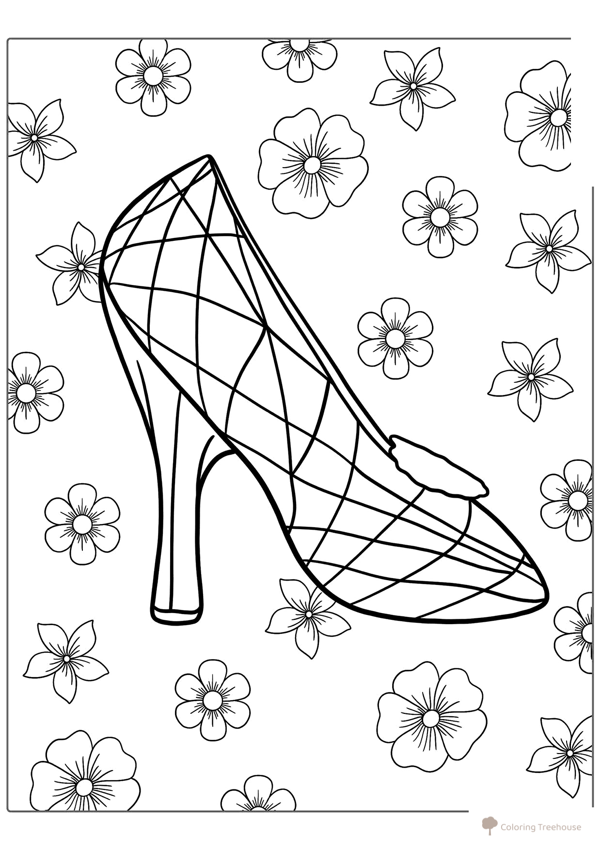 Crystal Slipper Coloring Page free printable Cinderella Coloring Pages coloring page