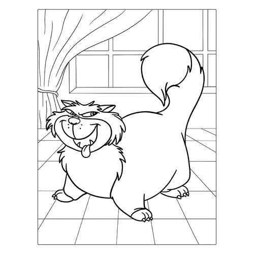 Página para colorear: El gato del cuento de Cenicienta dibujo para colorear gratis de Páginas para colorear de Cenicienta