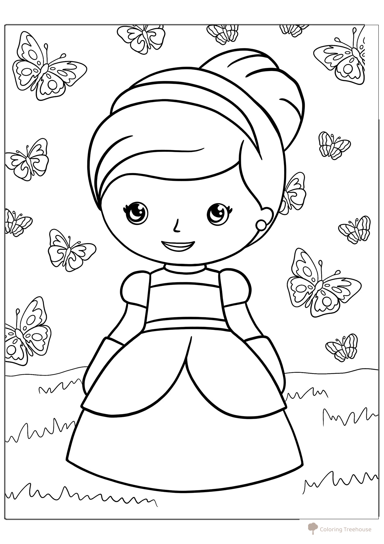Página para colorear: La encantadora bebe Cenicienta dibujo para colorear gratis de Páginas para colorear de Cenicienta