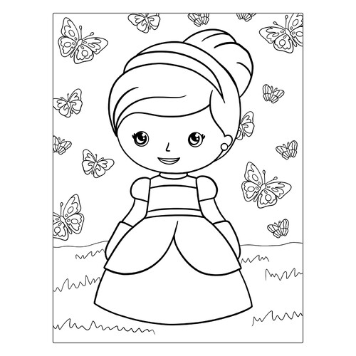 Página para colorear: La encantadora bebe Cenicienta dibujo para colorear gratis de Páginas para colorear de Cenicienta
