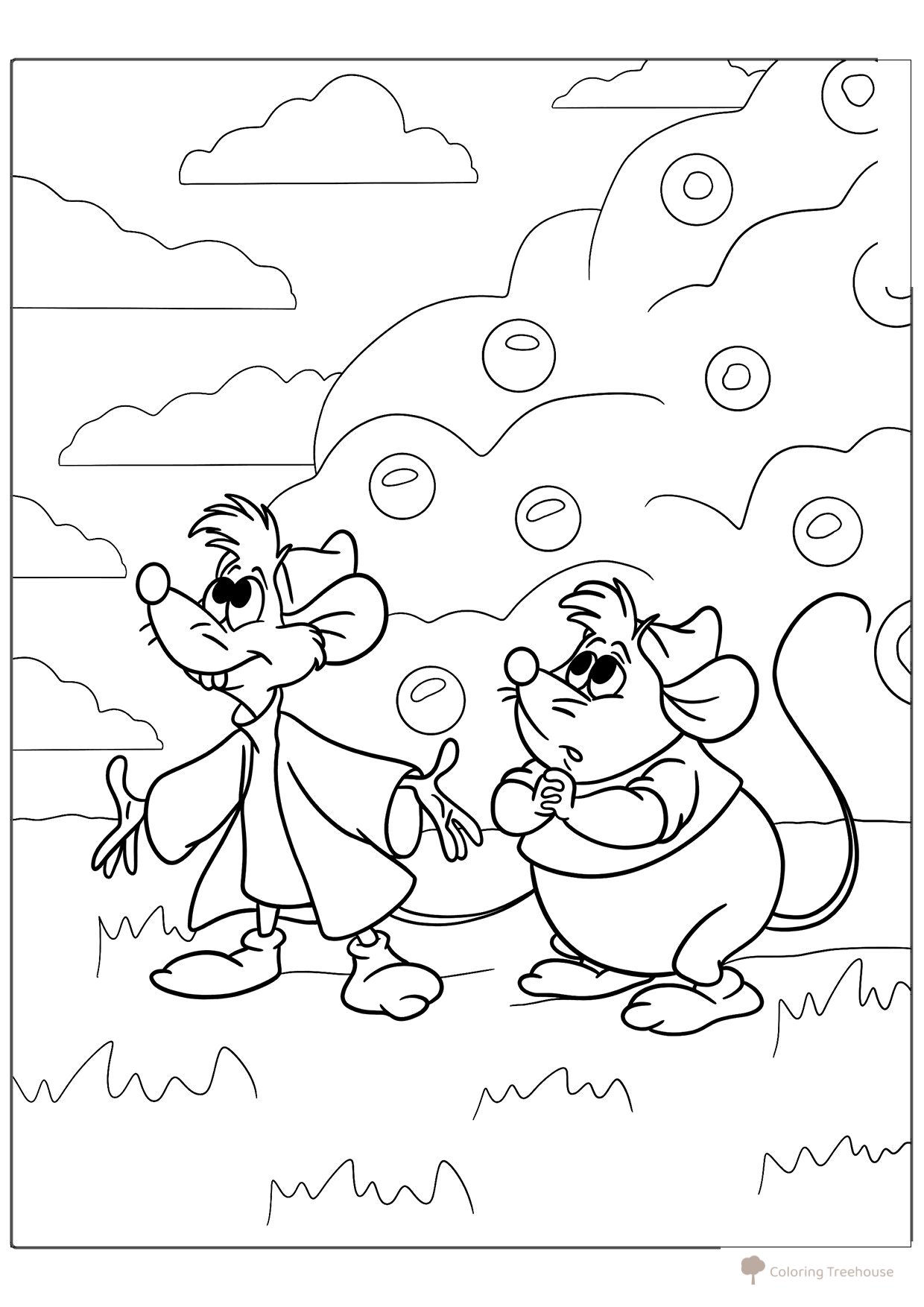 Jaq and Gus Coloring Page free printable Cinderella Coloring Pages coloring page