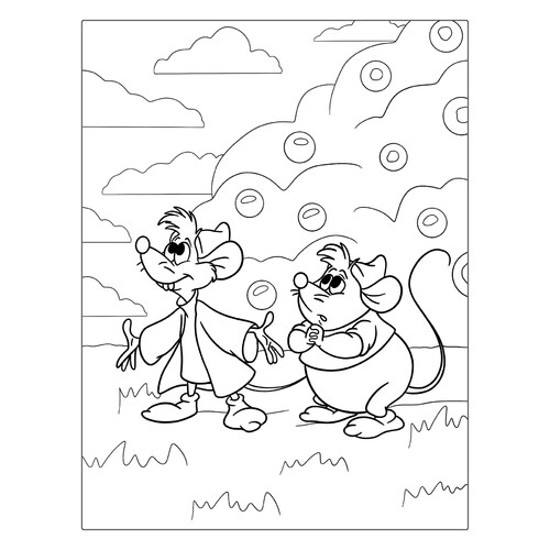 Jaq and Gus Coloring Page free printable Cinderella Coloring Pages coloring page