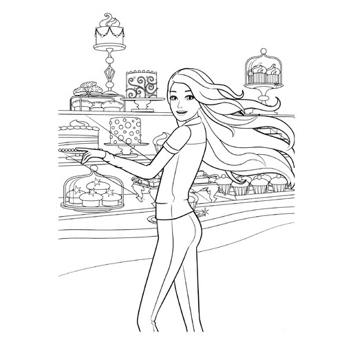 Barbie and Sweets Coloring Page free printable Barbie Coloring Pages for Girls coloring page