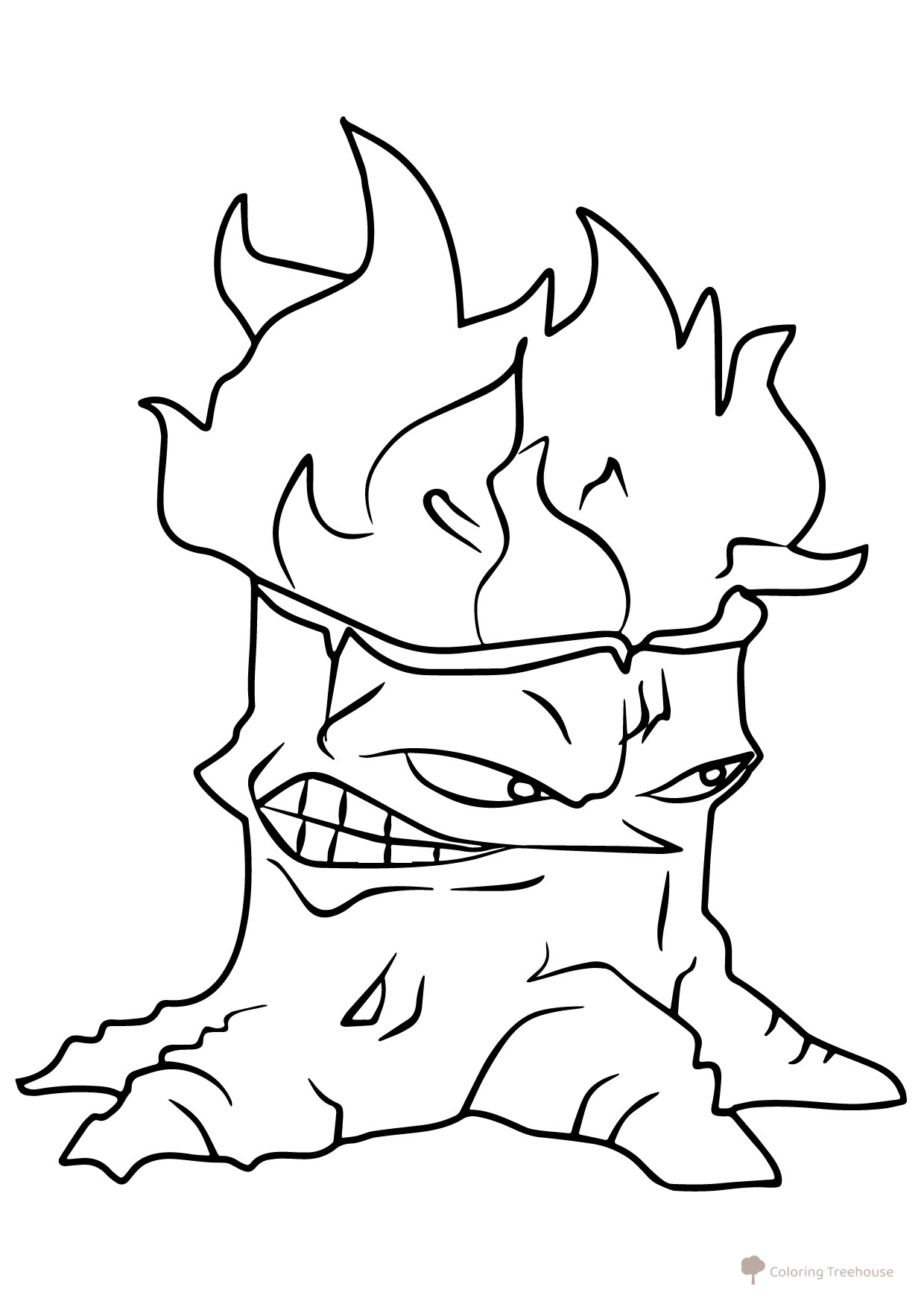 Página para colorear: Drevofakel de Plants vs. Zombies dibujo para colorear gratis de Páginas para colorear de «Zombies contra Plantas»