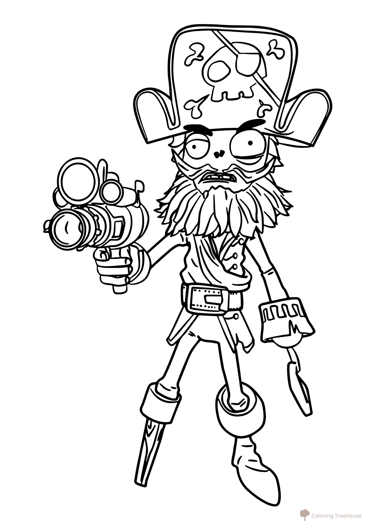 Captain Deadbeard Coloring Page from Plants vs. Zombies free printable Plants vs. Zombies Coloring Pages coloring page