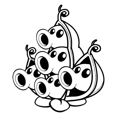 Pea Pod with Five Heads Coloring Page from Plants vs. Zombies free printable Plants vs. Zombies Coloring Pages coloring page