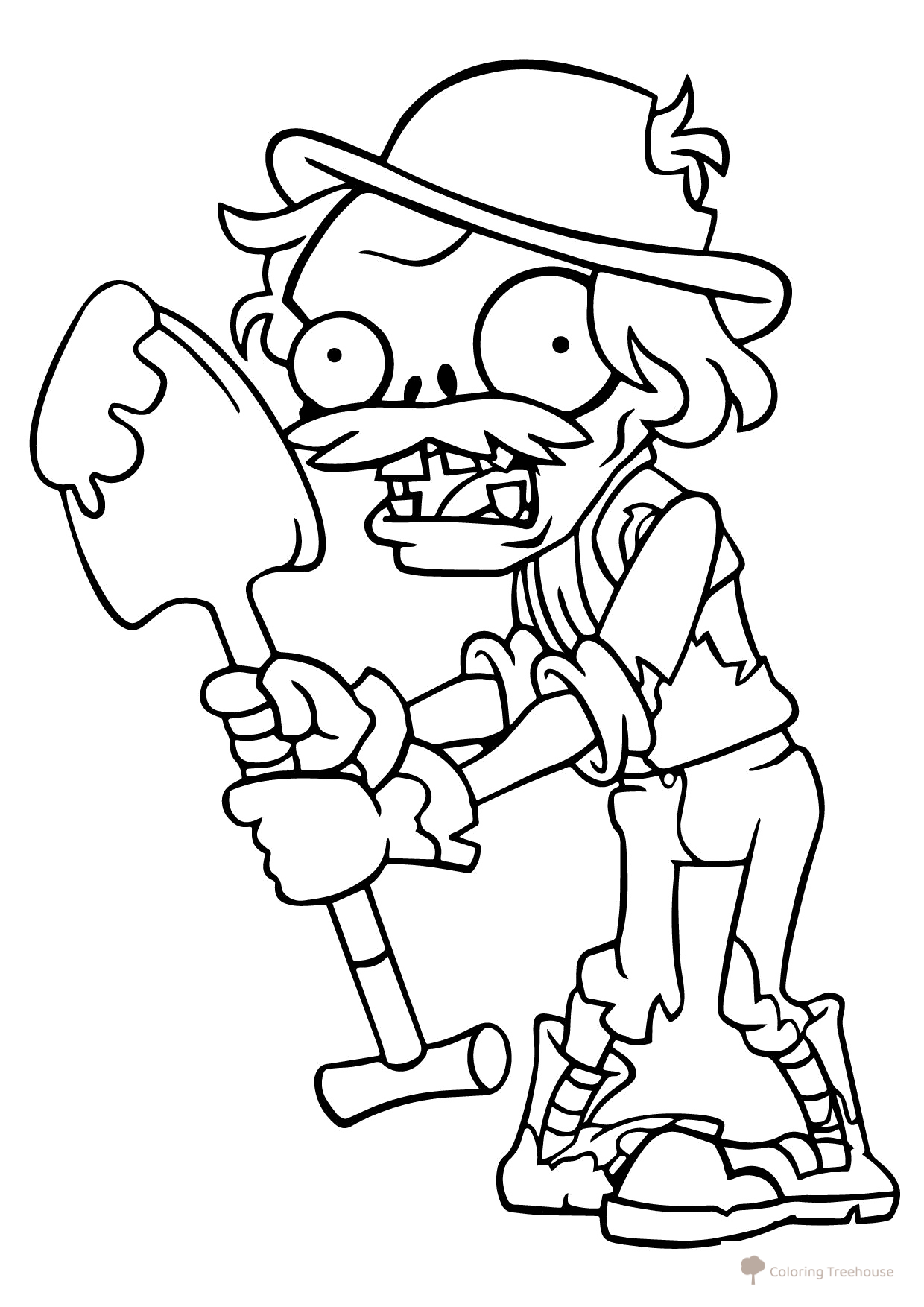 Zombie Archaeologist Coloring Page free printable Plants vs. Zombies Coloring Pages coloring page