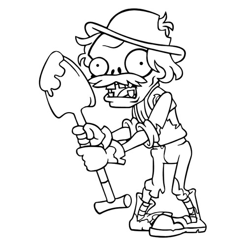 Zombie Archaeologist Coloring Page free printable Plants vs. Zombies Coloring Pages coloring page