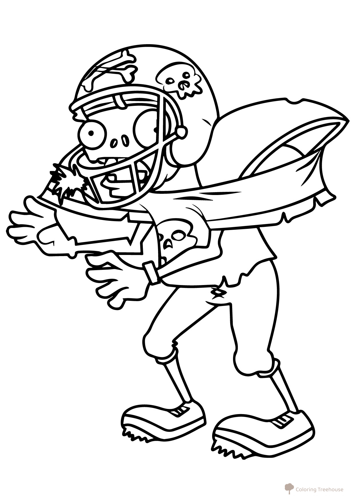 Zombie Footballer Coloring Page free printable Plants vs. Zombies Coloring Pages coloring page