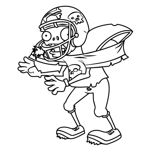 Zombie Footballer Coloring Page free printable Plants vs. Zombies Coloring Pages coloring page