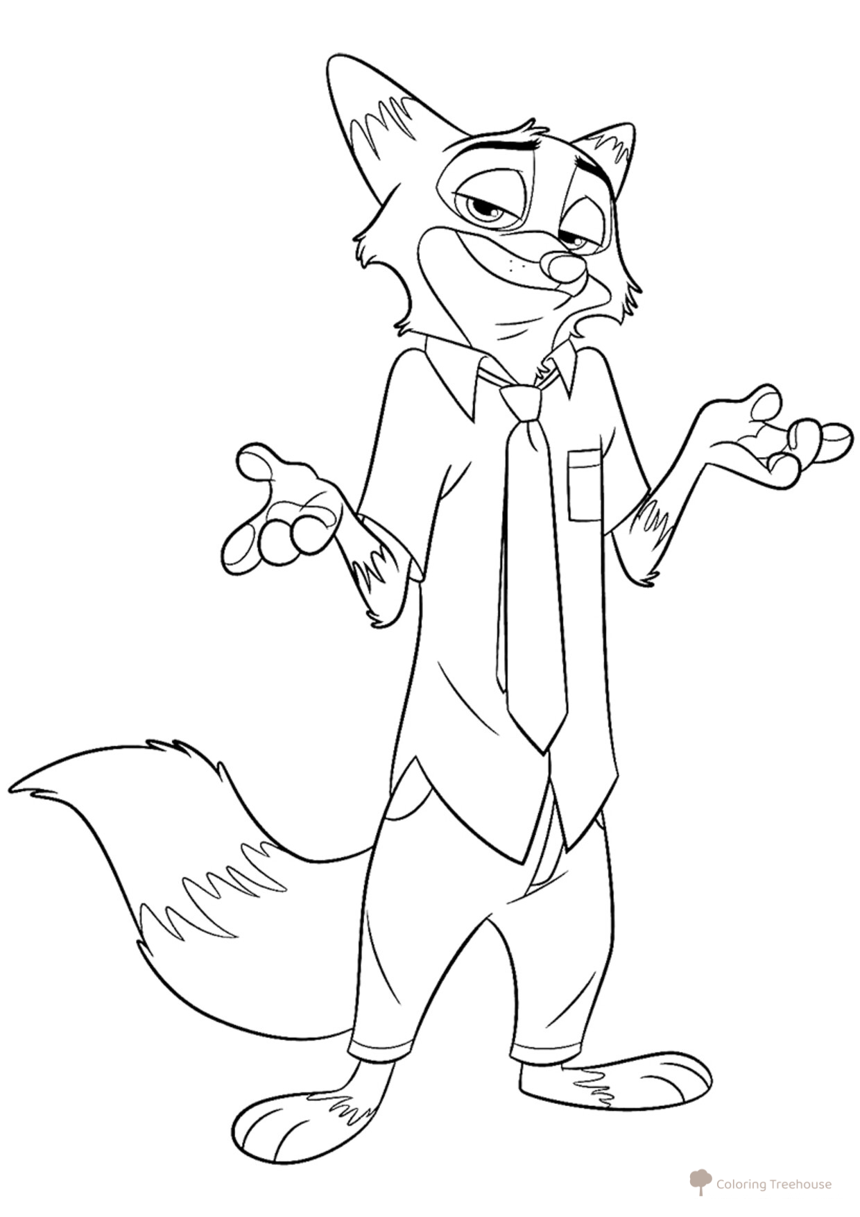 Página para colorear: Nick Wilde de Zootopia dibujo para colorear gratis de Páginas para colorear de la película Zootopia