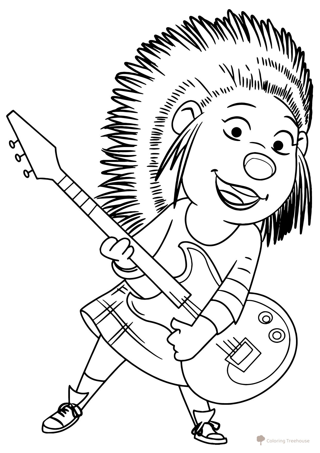 Página para colorear de Ash con guitarra dibujo para colorear gratis de Páginas para colorear de Zveropoy
