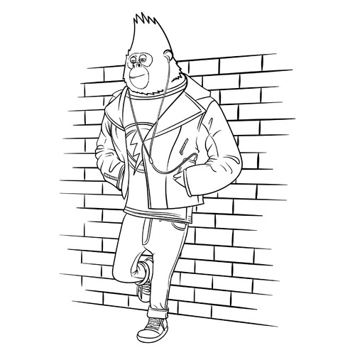 Gorila Johnny - página para colorear dibujo para colorear gratis de Páginas para colorear de Zveropoy