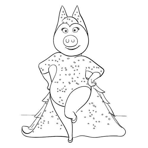 涂色页:穿裙子的猪猪罗西塔 免费可打印Zверопой(动物之歌)填色页涂色页