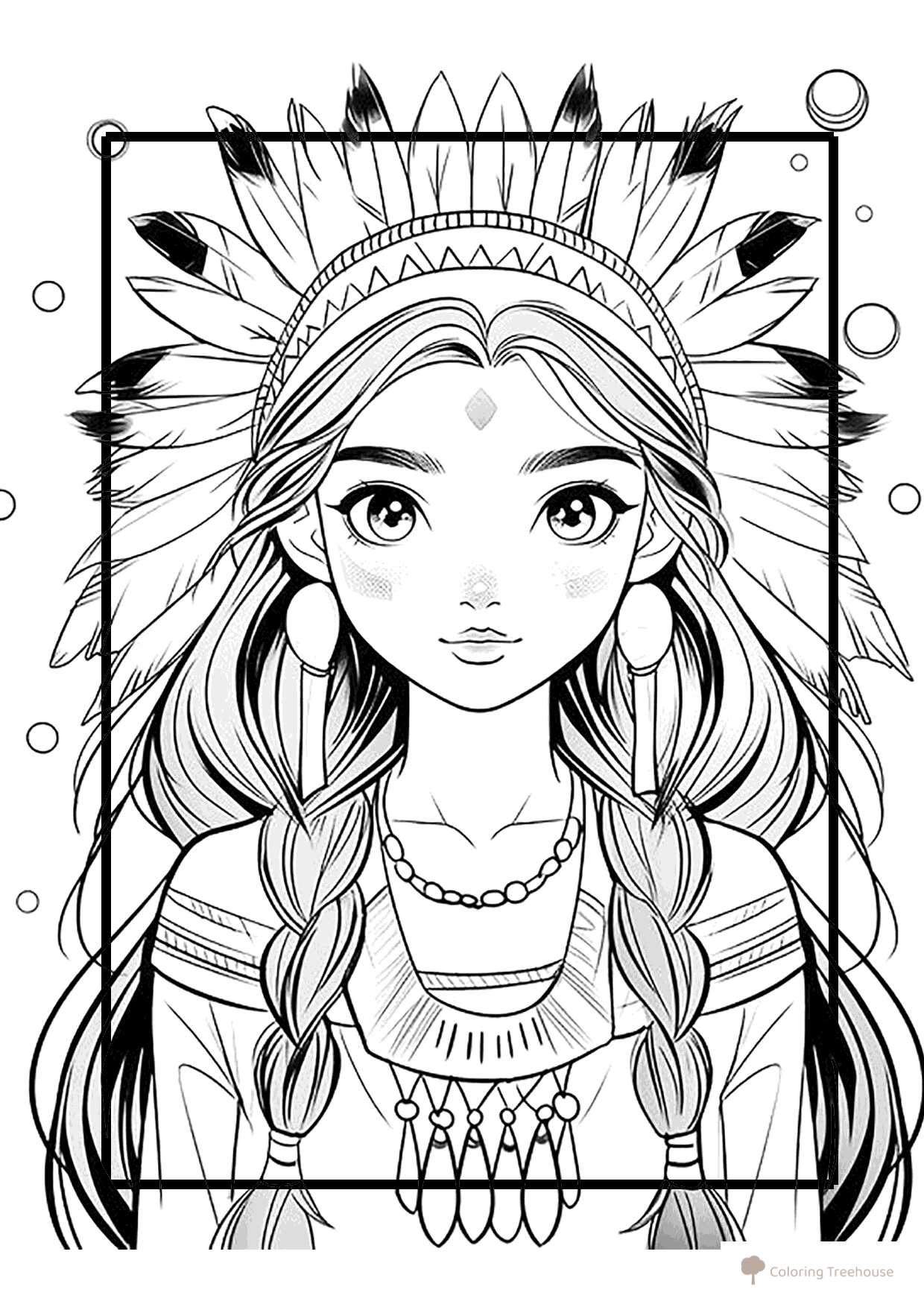 Native American Anime Girl Coloring Page free printable Anime Girl Coloring Pages coloring page