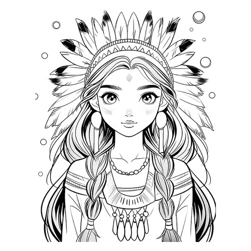 Native American Anime Girl Coloring Page free printable Anime Girl Coloring Pages coloring page