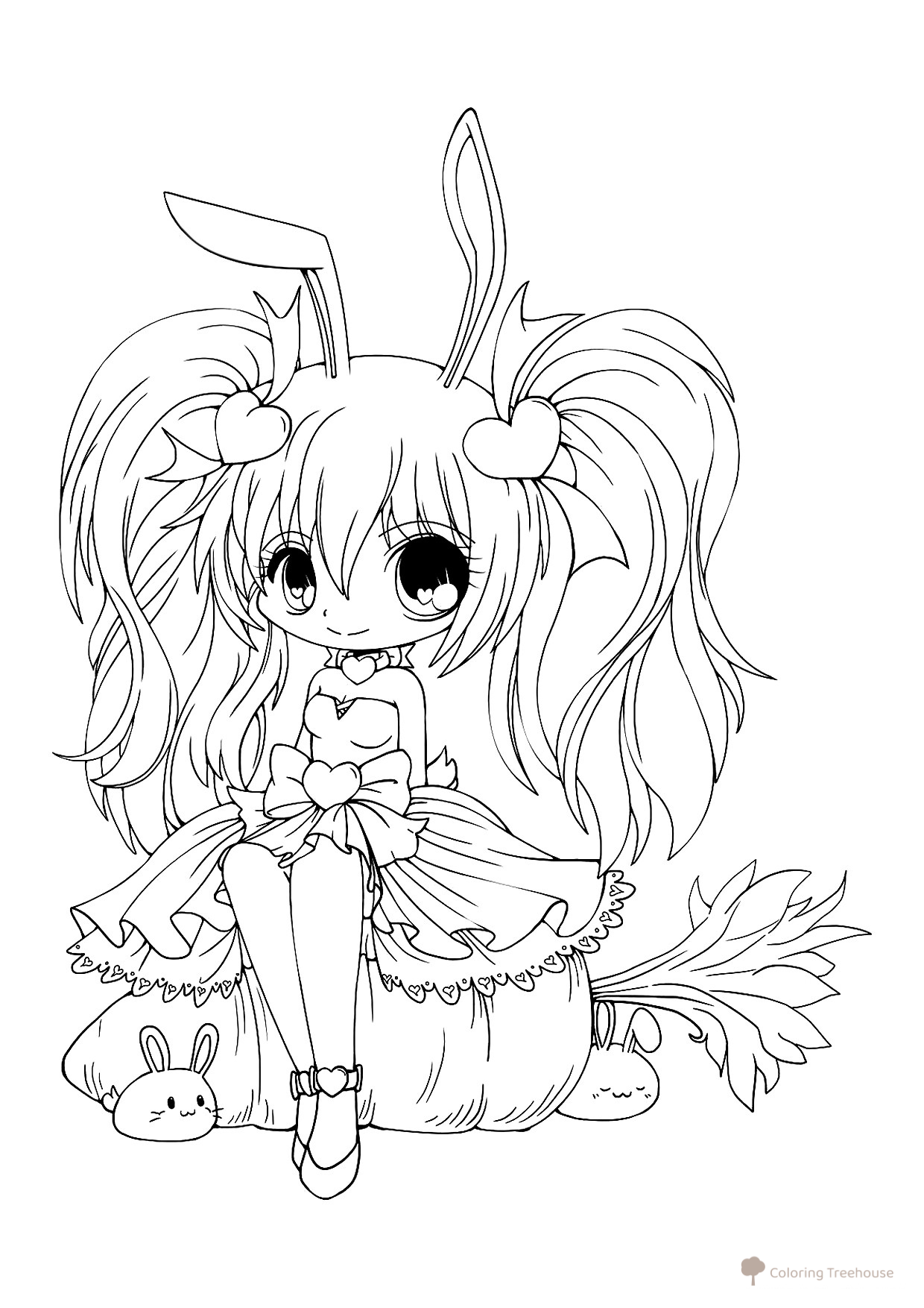 Anime Bunny Girl Coloring Page free printable Anime Girl Coloring Pages coloring page