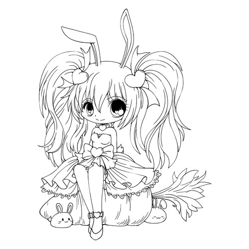 Anime Bunny Girl Coloring Page free printable Anime Girl Coloring Pages coloring page