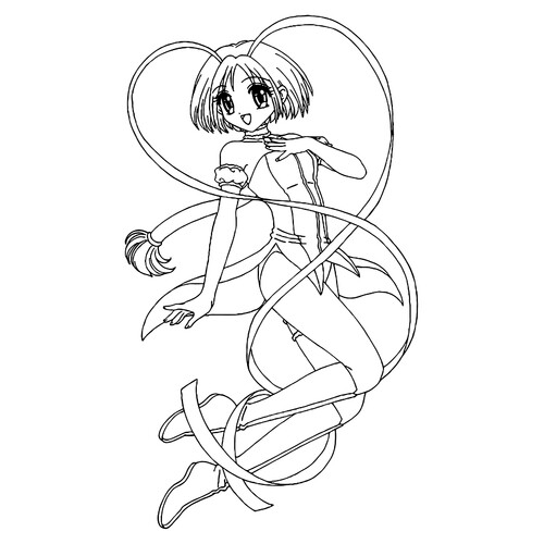 Anime Girl with Long Ribbons Coloring Page free printable Anime Girl Coloring Pages coloring page