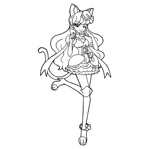 Playful Anime Catgirl Coloring Page free printable Anime Girl Coloring Pages coloring page
