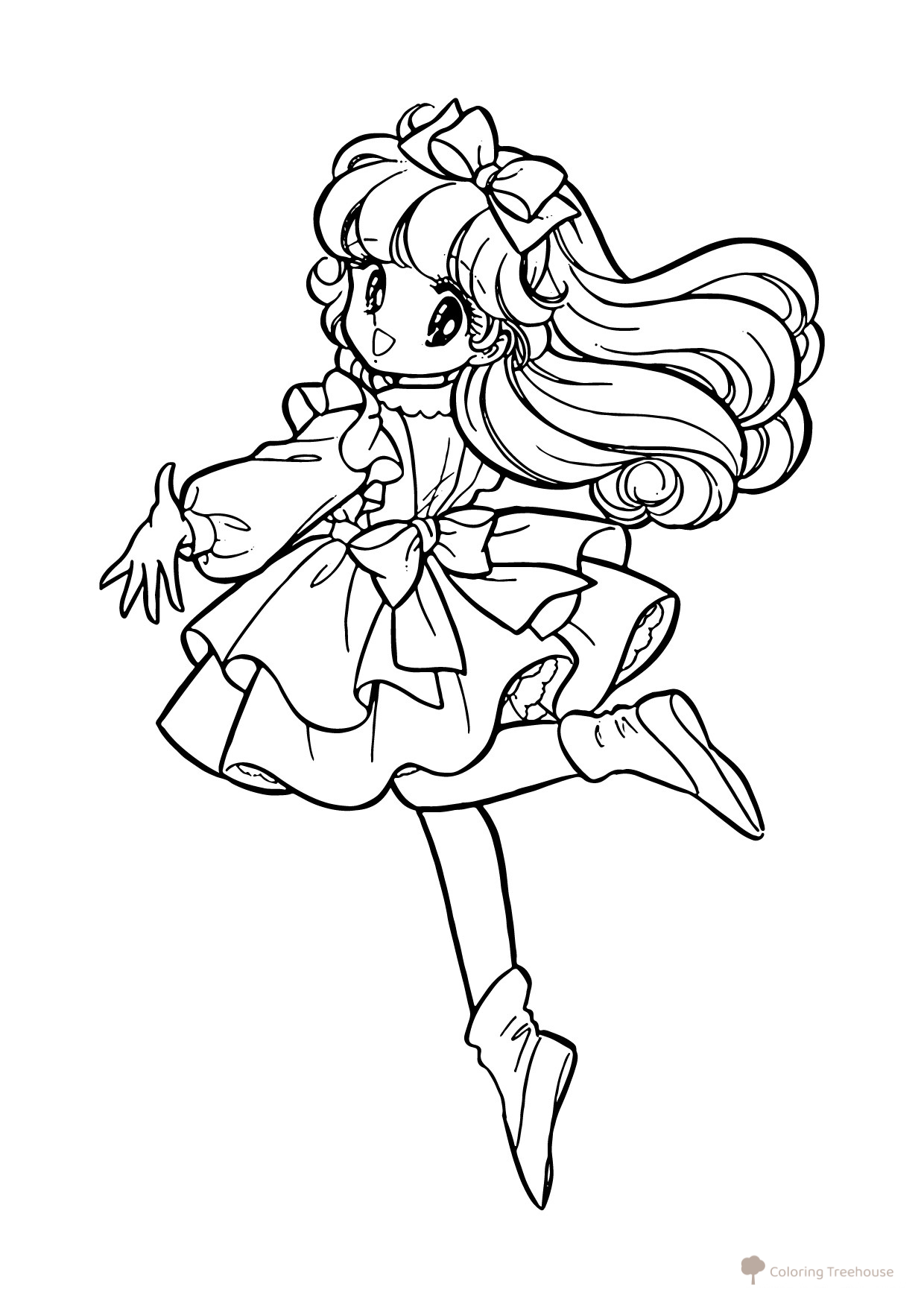 Página para colorear «Encantadora belleza anime» dibujo para colorear gratis de Páginas para colorear de chicas anime