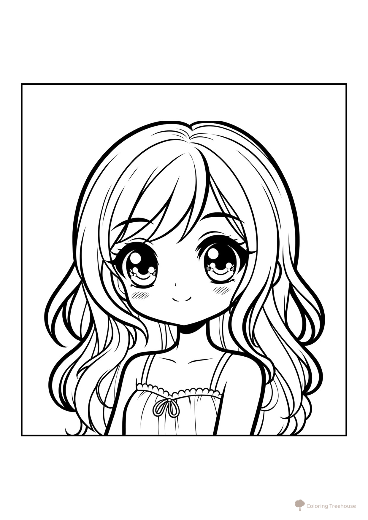 Anime Girl Portrait Coloring Page free printable Anime Girl Coloring Pages coloring page