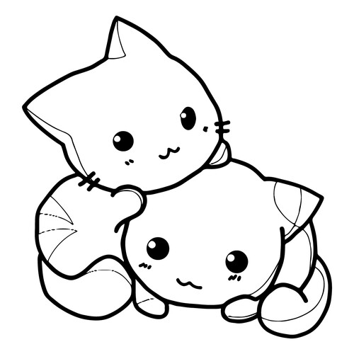 Libro de colorear «Gatitos anime» dibujo para colorear gratis de Páginas para colorear de anime: gatitos