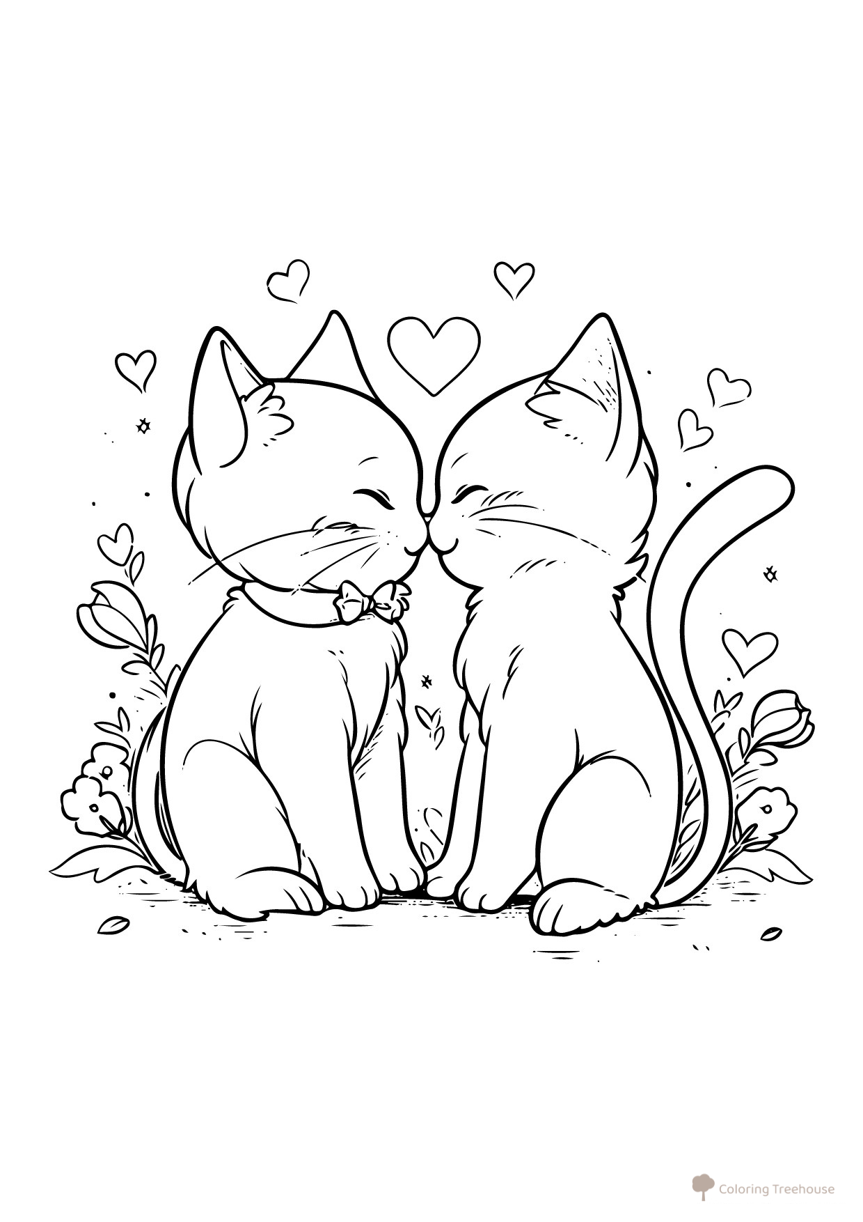 Cute Kittens Coloring Page free printable Anime Cat Coloring Pages coloring page