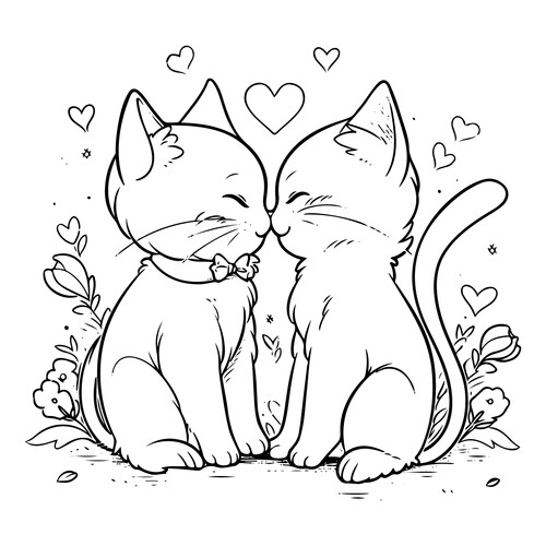 Cute Kittens Coloring Page free printable Anime Cat Coloring Pages coloring page