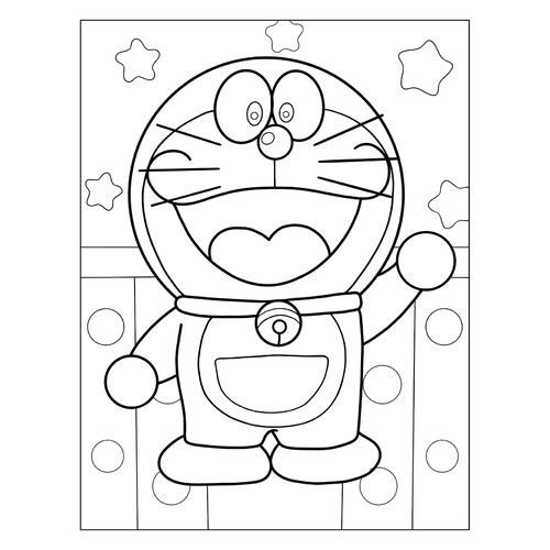 涂色页:可爱的哆啦A梦 免费可打印哆啦A梦涂色页涂色页
