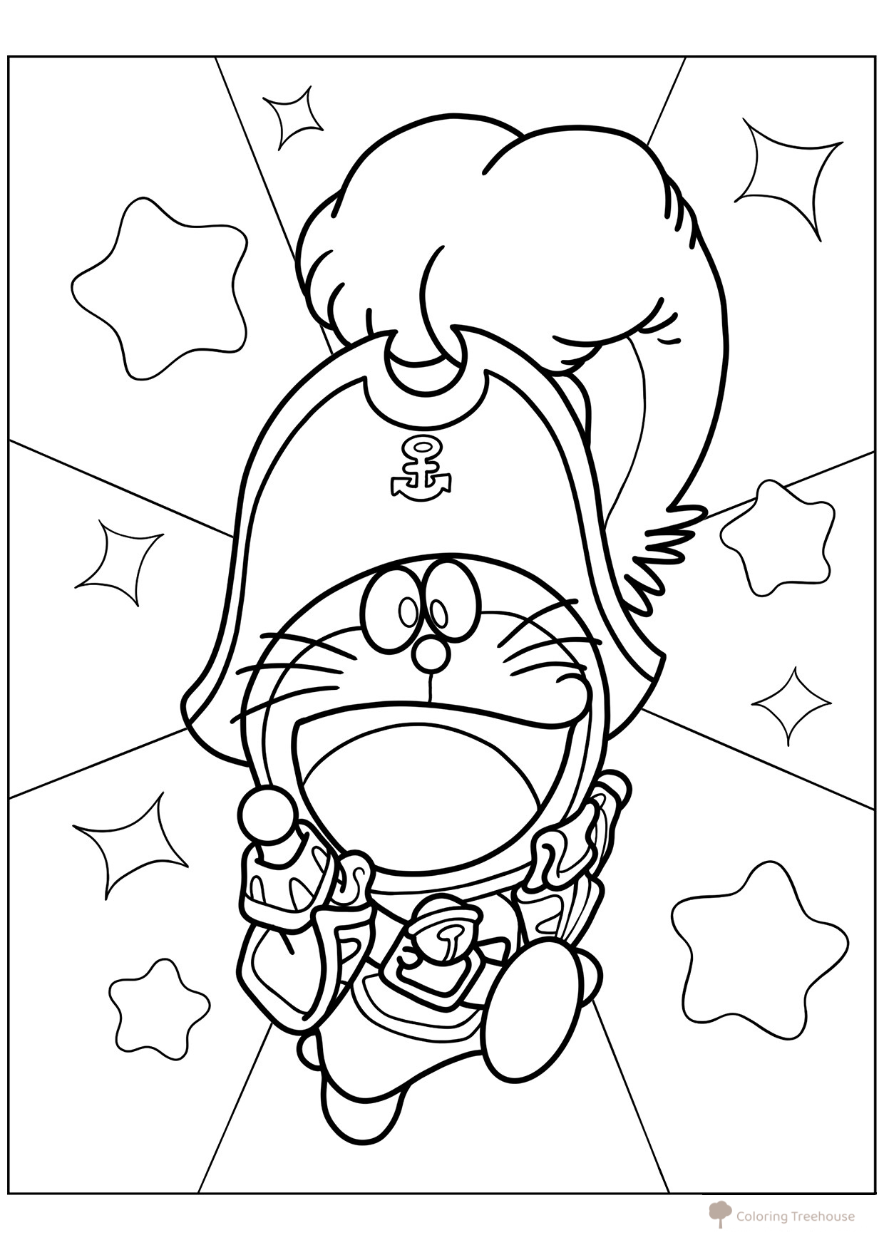Página para colorear «Pirata Doraemon» dibujo para colorear gratis de Doraemon para colorear