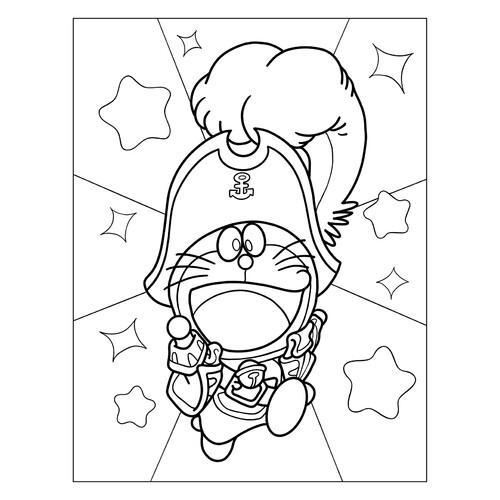 Página para colorear «Pirata Doraemon» dibujo para colorear gratis de Doraemon para colorear