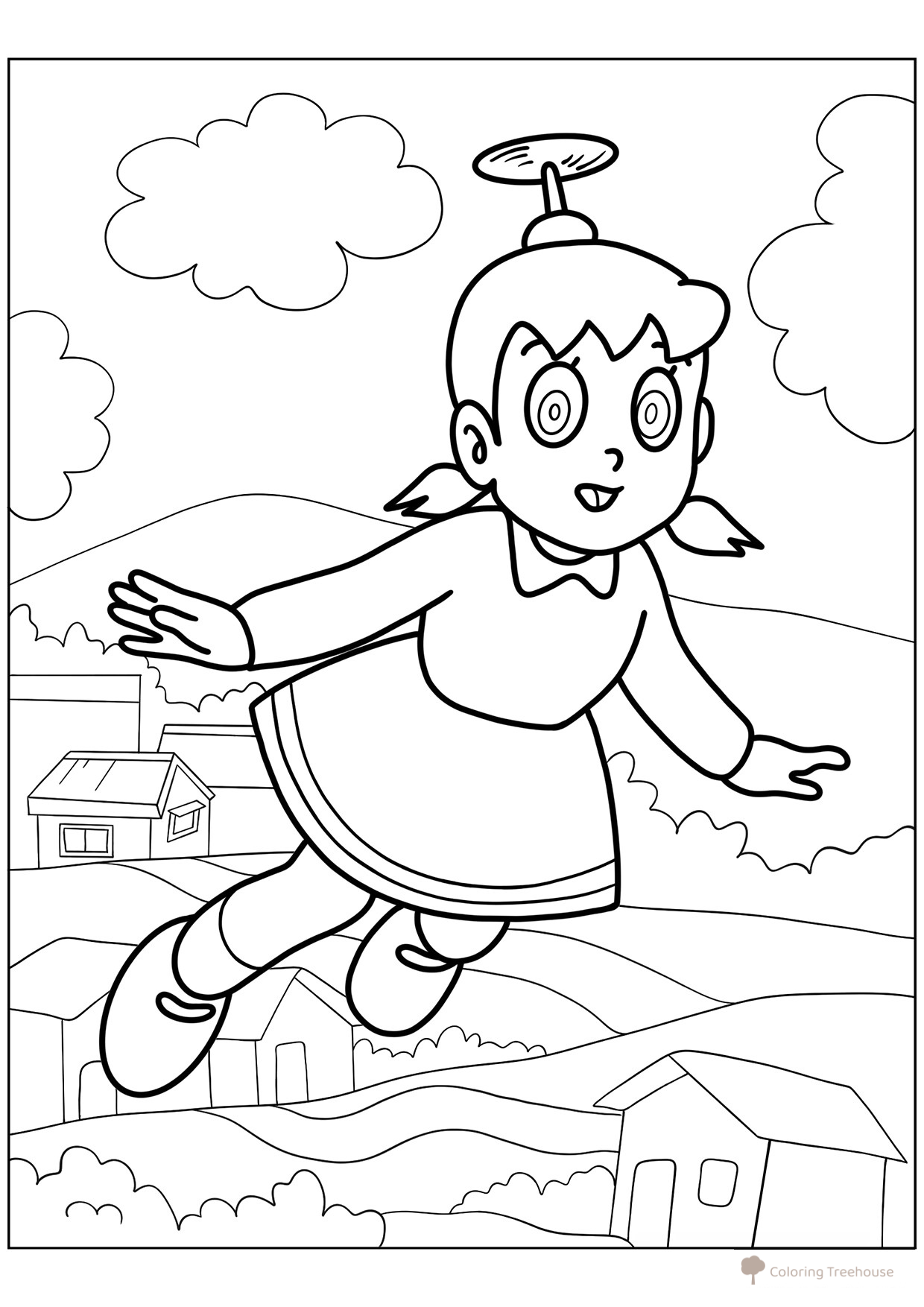 Shizuka Minamoto Coloring Page free printable Doraemon Coloring Pages coloring page