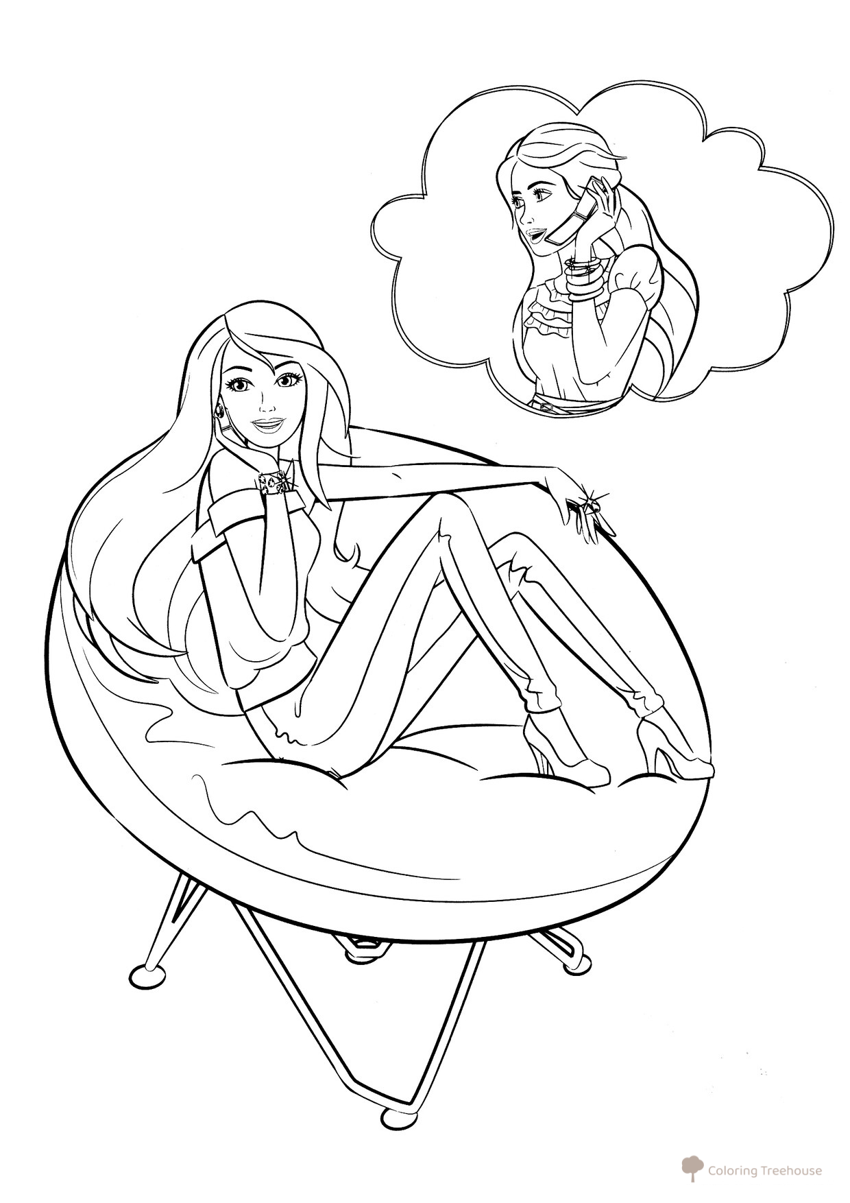 Página para colorear: Barbie conversando con una amiga dibujo para colorear gratis de Barbie Coloring Pages for Girls