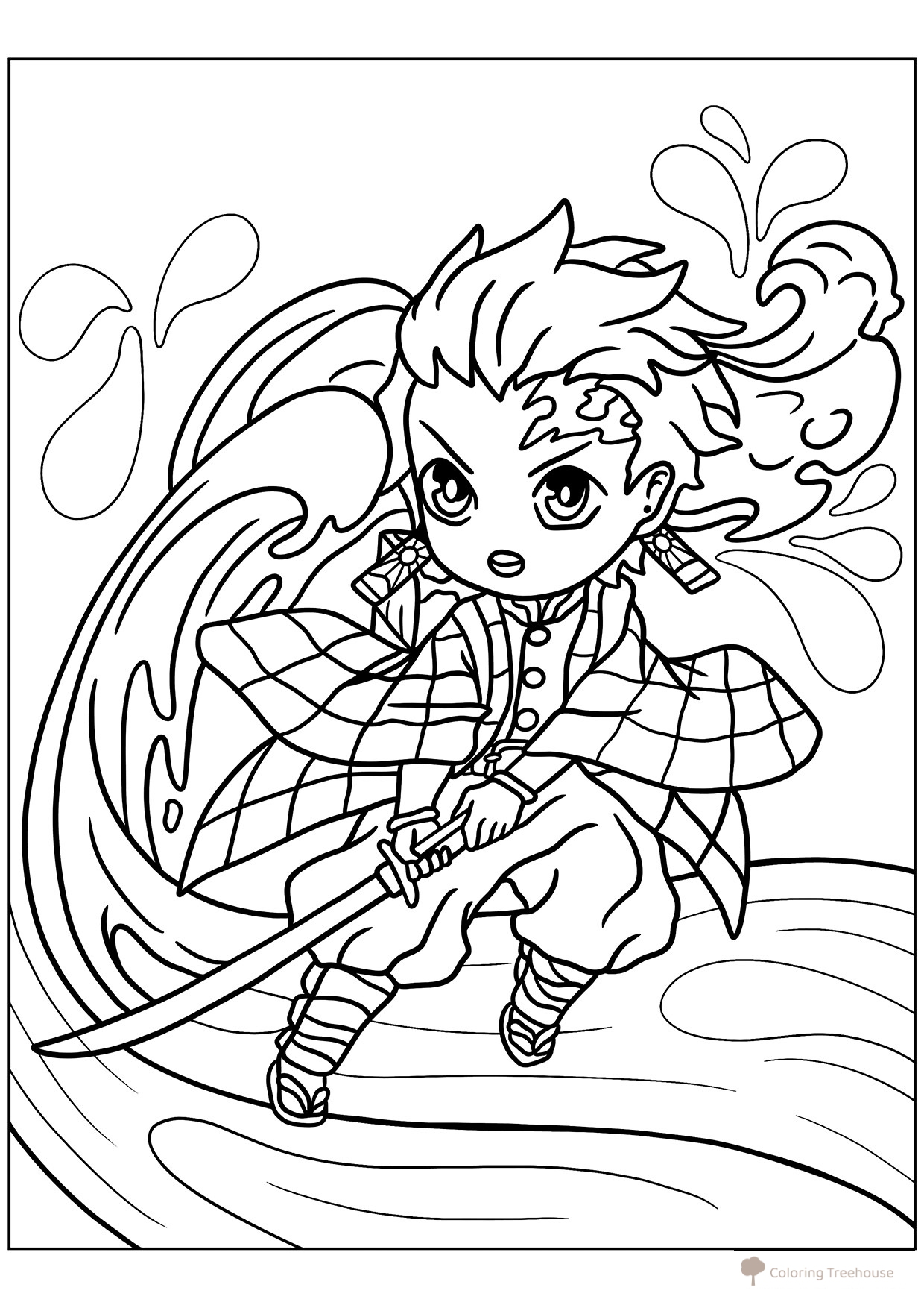 Página para colorear «Kawaii Tanjiro» dibujo para colorear gratis de Páginas para colorear de Kimetsu no Yaiba