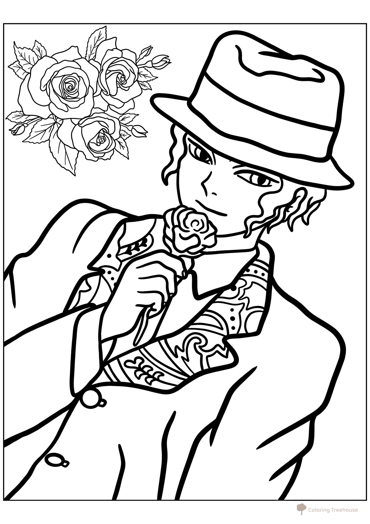 Muzan Kibutsuji Coloring Page free printable Demon Slayer Coloring Pages coloring page