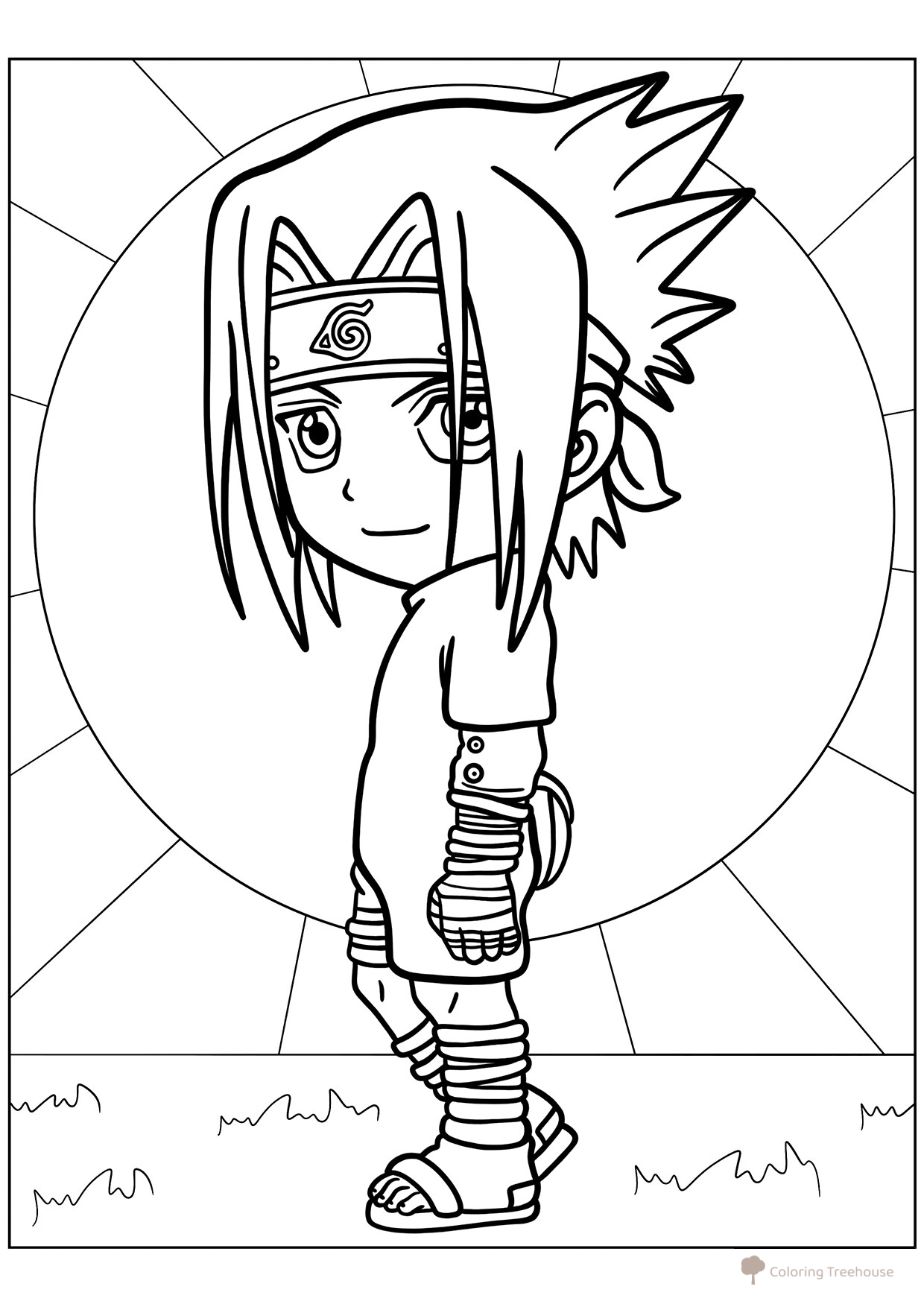 Chibi Sasuke Coloring Page free printable Naruto Coloring Pages coloring page