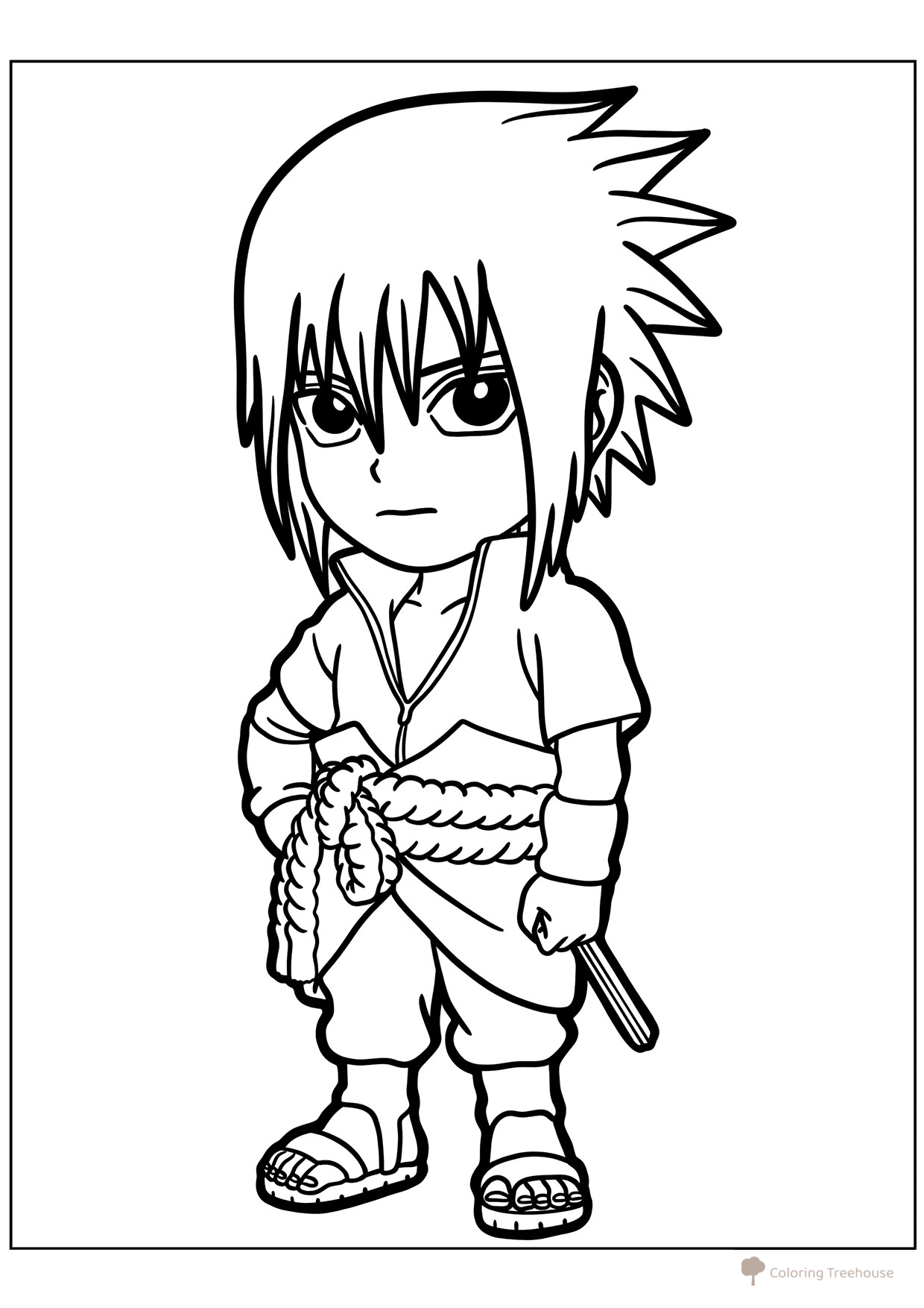 Kawaii Uchiha Sasuke Coloring Page free printable Naruto Coloring Pages coloring page