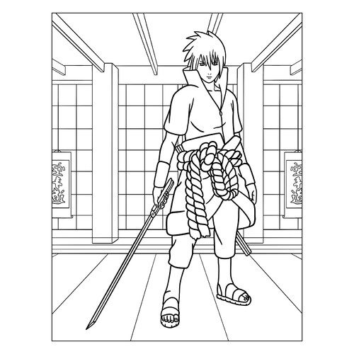涂色页:宇智撒斯克(Sasuke Uchiha) 免费可打印火影忍者 着色页涂色页