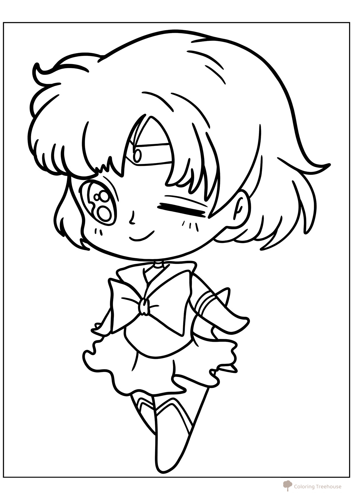 Página para colorear «Kawaii Sailor Mercury» dibujo para colorear gratis de Páginas para colorear de Sailor Moon