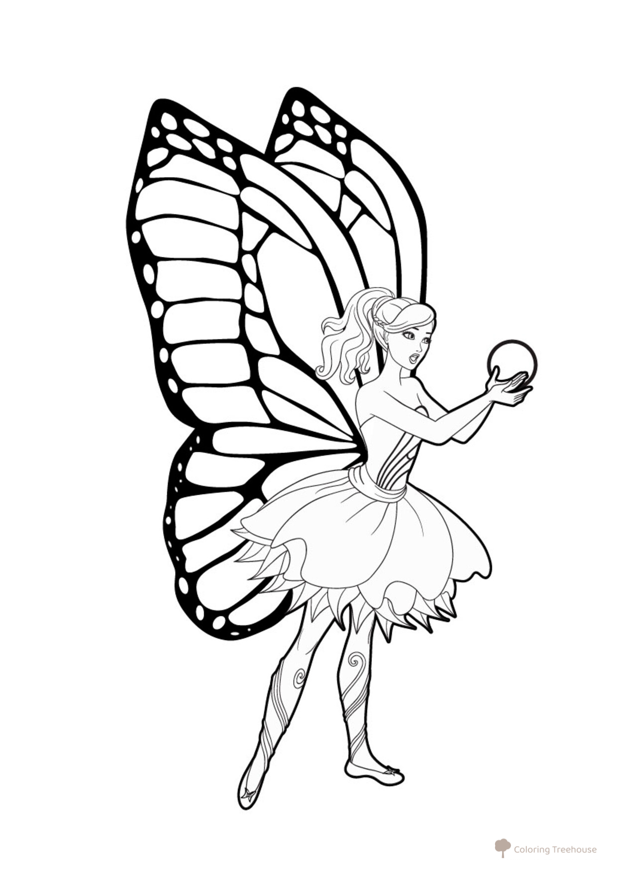 Página para colorear: Barbie con alas de hada dibujo para colorear gratis de Barbie Coloring Pages for Girls