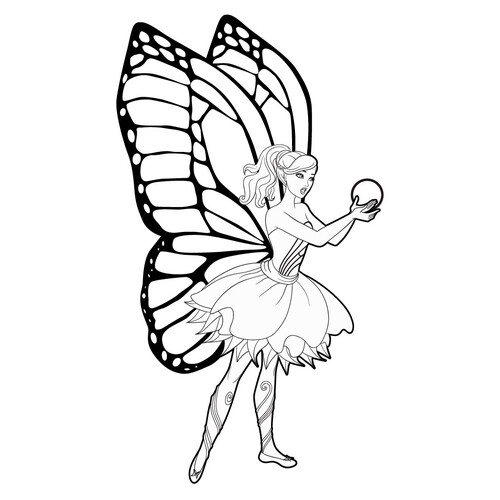 Página para colorear: Barbie con alas de hada dibujo para colorear gratis de Barbie Coloring Pages for Girls