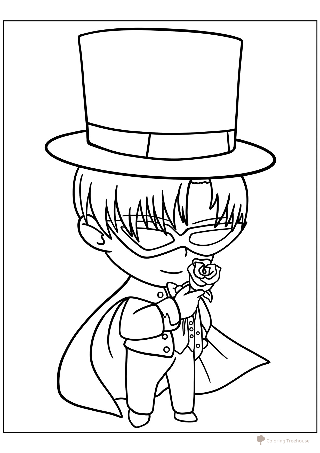 Página para colorear «Kawaii Tuxedo Mask» dibujo para colorear gratis de Páginas para colorear de Sailor Moon