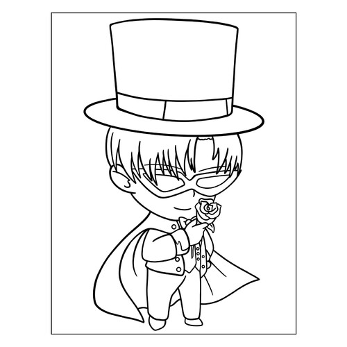 Página para colorear «Kawaii Tuxedo Mask» dibujo para colorear gratis de Páginas para colorear de Sailor Moon