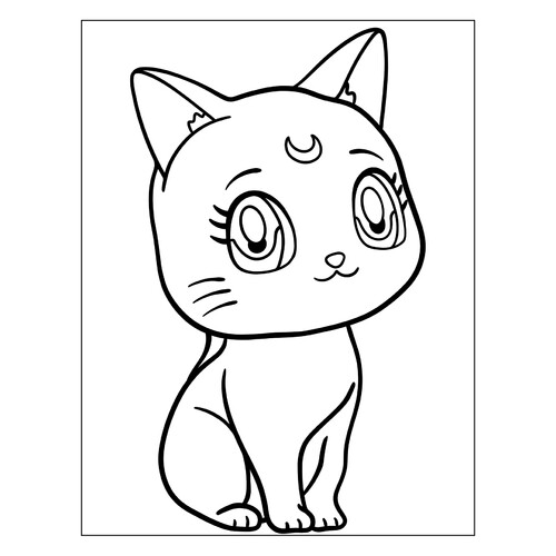 Luna the Cat Coloring Page free printable Sailor Moon Coloring Pages coloring page