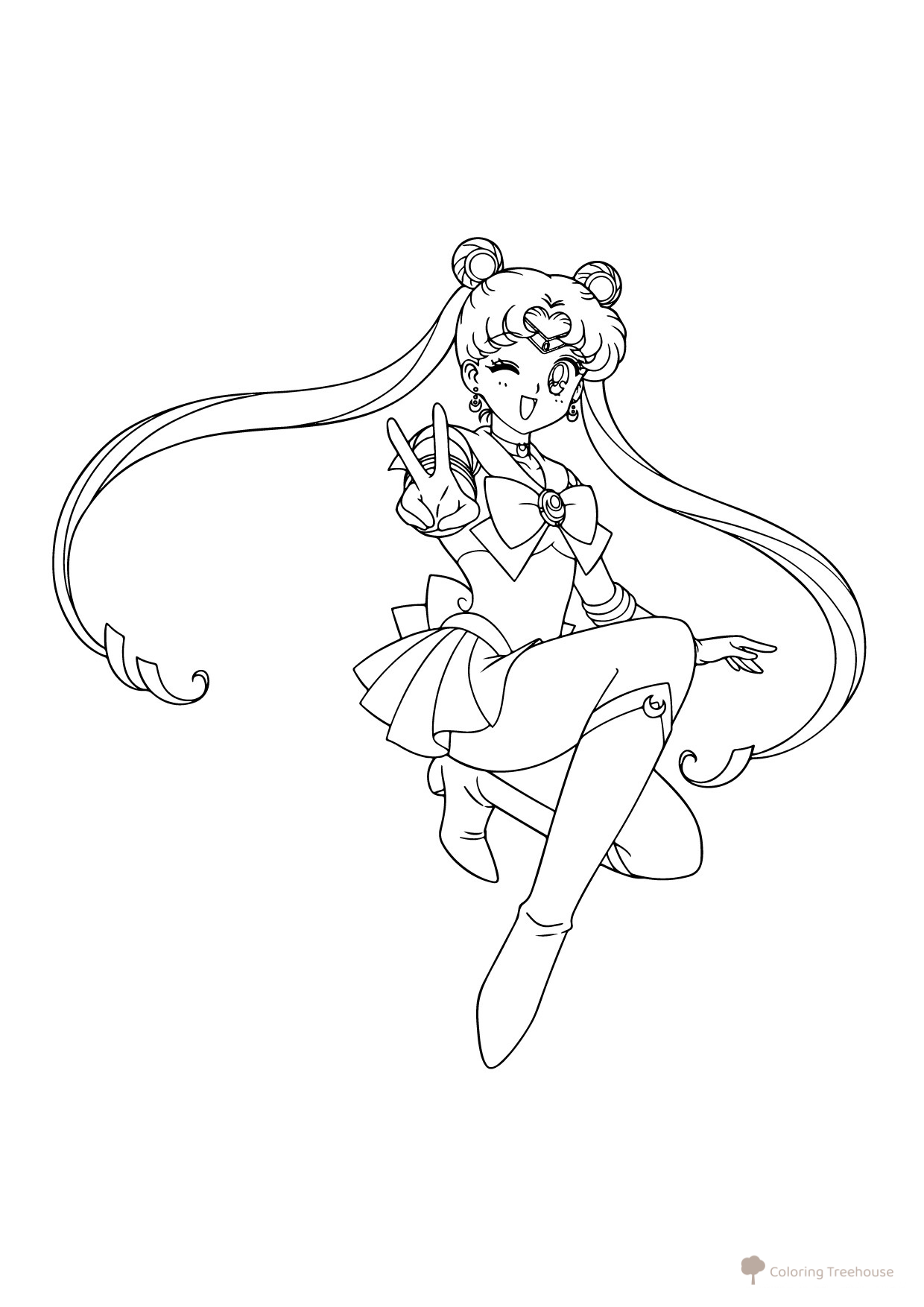 Página para colorear «Hermosa Sailor Moon» dibujo para colorear gratis de Páginas para colorear de Sailor Moon