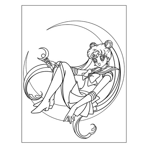 Sailor Moon on a Crescent Moon Coloring Page free printable Sailor Moon Coloring Pages coloring page