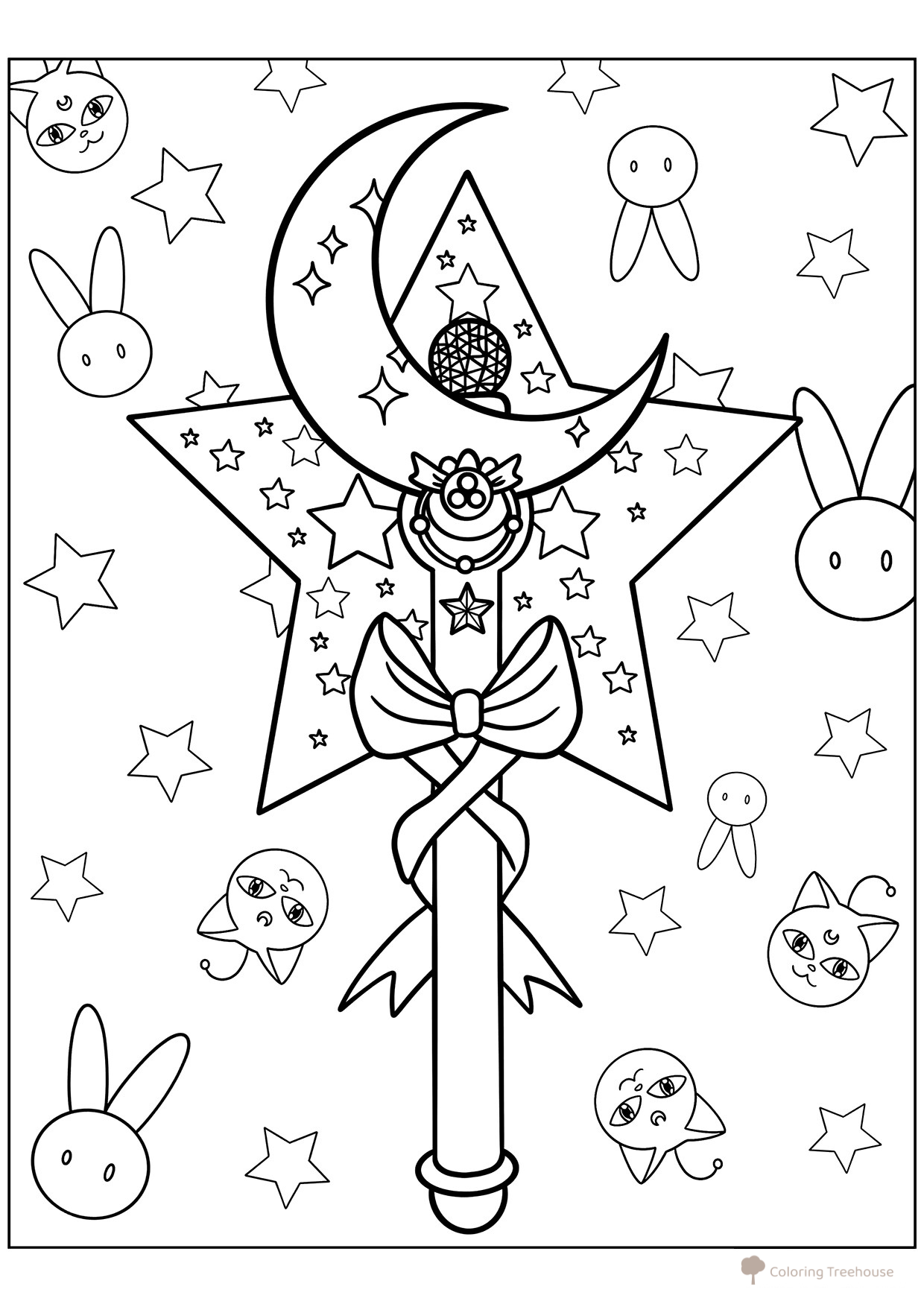 Página para colorear: Varita mágica de Sailor Moon dibujo para colorear gratis de Páginas para colorear de Sailor Moon